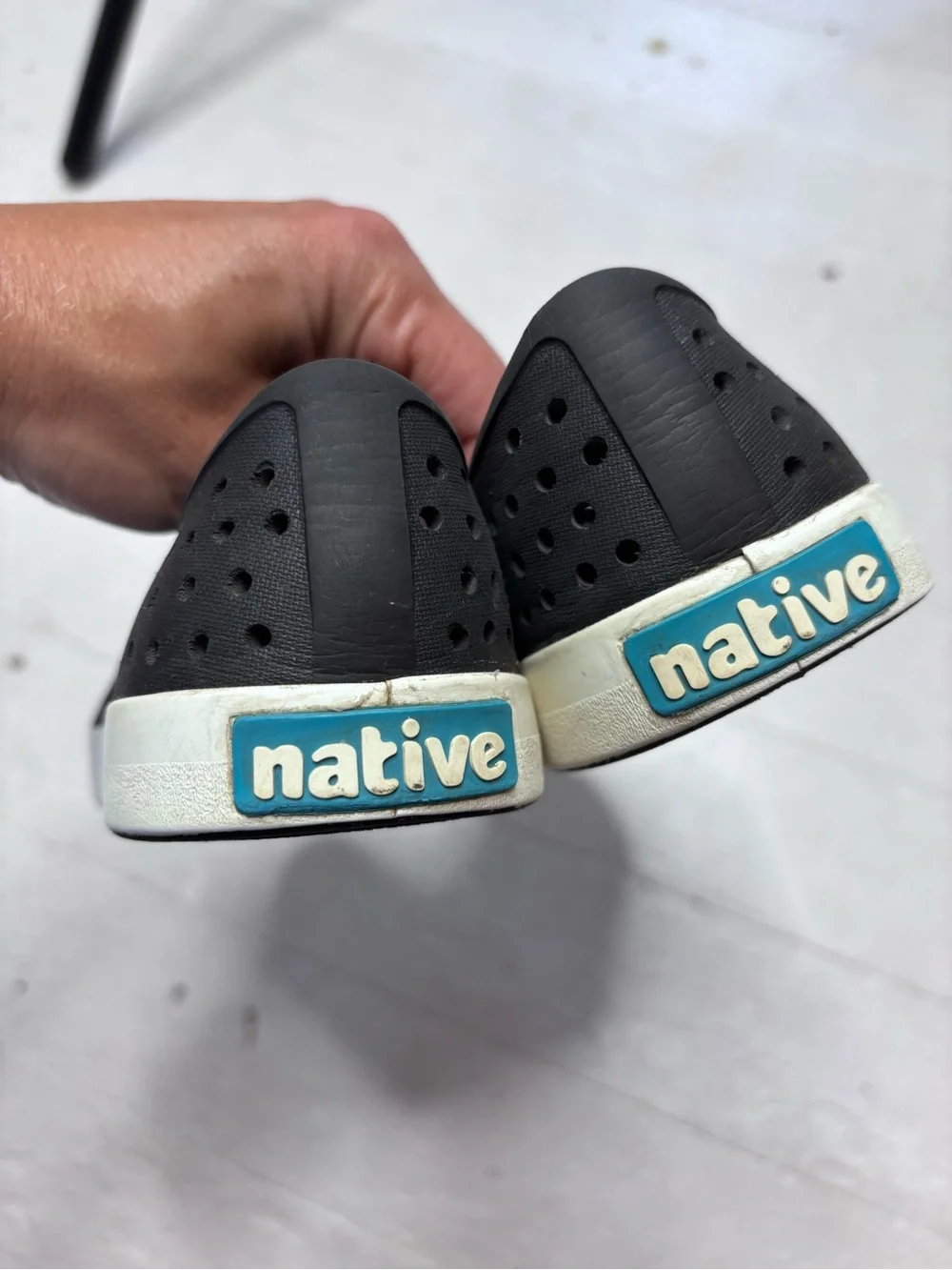 Native Shoes Jefferson Black White Waterproof Slip On Shoes Size 4 EUC